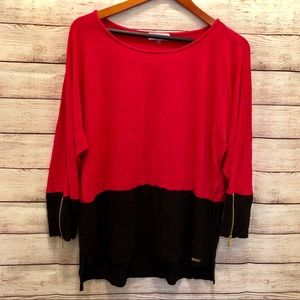 Calvin Klein Hot Pink Black Gold Zipper Tunic sz.L